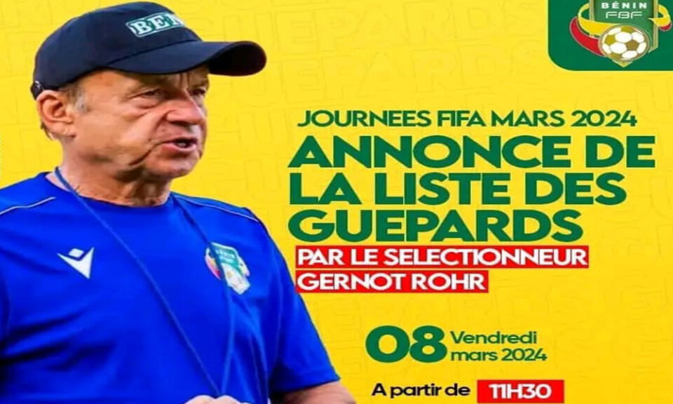 Vendredi, le sélectionneur de l’équipe masculine de football du Bénin va dévoiler la liste des joueurs convoqués pour les journées Fifa de mars 2024. Le technicien Gernot Rohr, en manque de victoires depuis sa nomination, annonce un changement dans son effectif avec l'arrivée de nouveaux guépards.