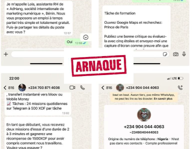 Face à une nouvelle arnaque circulant sur WhatsApp, le Centre national d’investigation numérique (CNIN) invite la population à la vigilance.