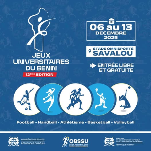 Savalou accueille dès 6 décembre 2025, et pour une semaine, la phase finale des Jeux universitaires du Bénin. Les meilleures équipes des universités publiques et privées vont se disputer les titres au Football, au Handball, au Basket-ball, au Volley-ball et en Athlétisme.