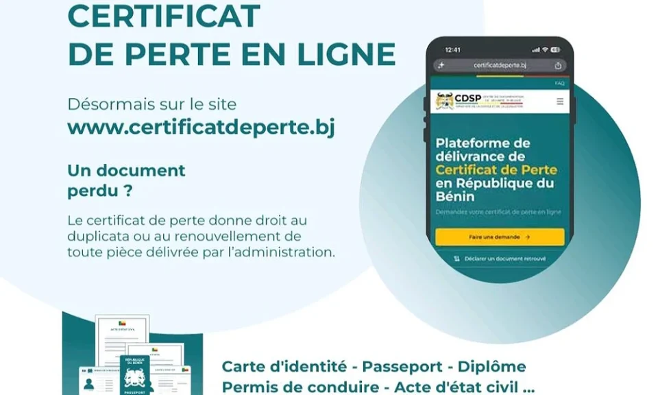 Bénin : le certificat de perte passe en ligne